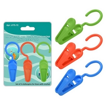 Прищепки для белья с крючком  (3 шт) 10см LF75-72