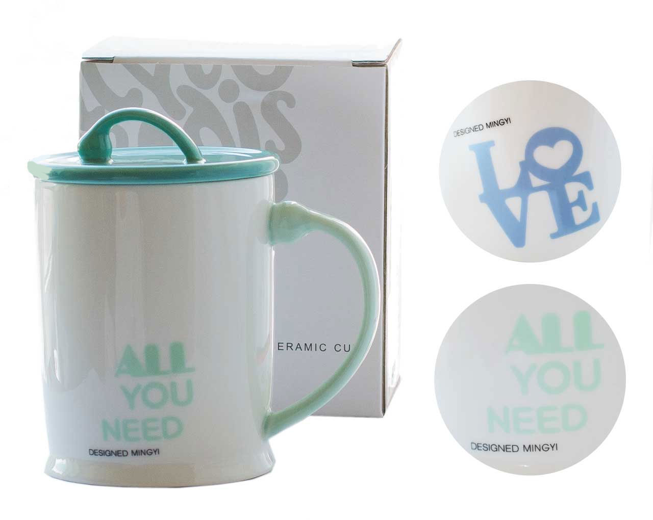 Кружка с крышкой MUG-213  350мл  8,7х10,5см(Mix)