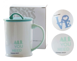 Кружка с крышкой MUG-213  350мл  8,7х10,5см(Mix)