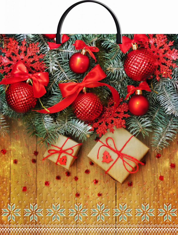 Мешок с пластиковыми ручками Шарики на деревянном 44х40см, 100мкм  н00168606