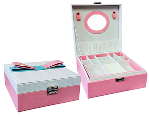 Шкатулка для бижутерии CX7867, розовая 22,5х22,5х9,5см