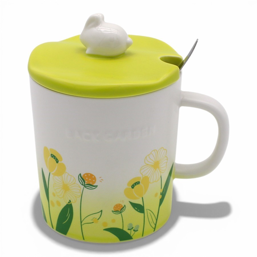 Кружка с ложкой и крышкой MUG-458 420мл  12х9,5х12,2см(Mix)