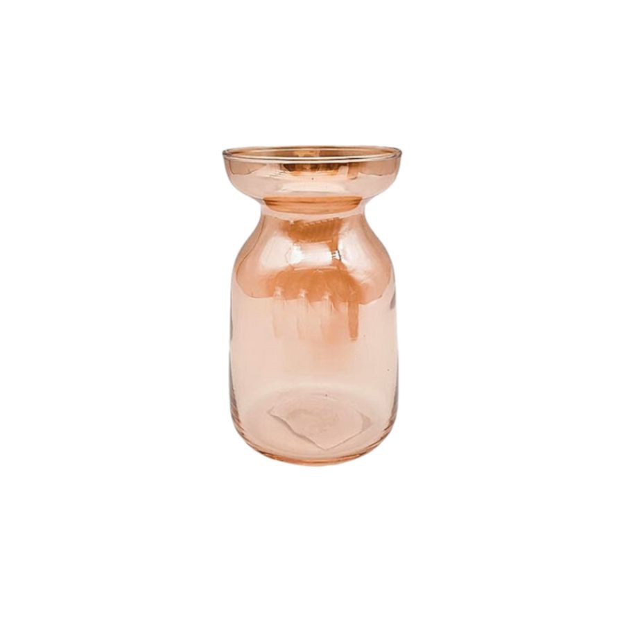 Ваза декоративная VSG-03 9х15см (Mix- 3 цв - прозрачный, серо-прозрачный, золотисто-прозрачный)