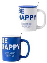 Кружка с ложкой и крышкой в наборе MUG-503 400мл 8,3х10,4см(Mix)