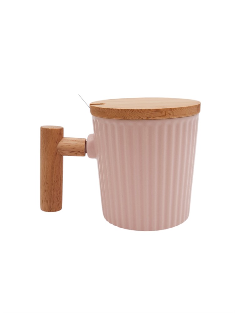 Кружка с ложкой и крышкой в наборе MUG-506 420мл 9,5х9,5см