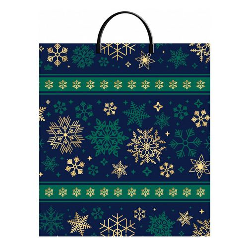 Мешок с пластиковыми ручками Изумрудные снежинки 44х40см, 100мкм н00225510
