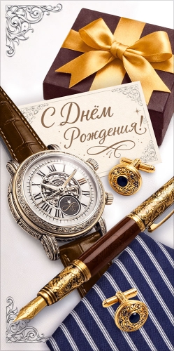 Конверт для денег 410 С днем рождения! (мужские аксессуары) 7.0001544