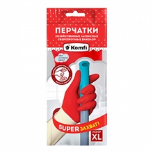 Перчатки хозяйственные латексные СВЕРХПРОЧНЫЕ БИКОЛОР XL -белый+красный- Komfi-144-12 BICOIRA4