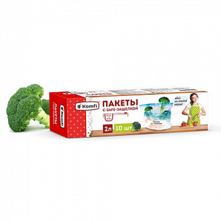 Пакеты с safe-защелкой 2л L 10 шт. в наборе Komfi-25 PES002L