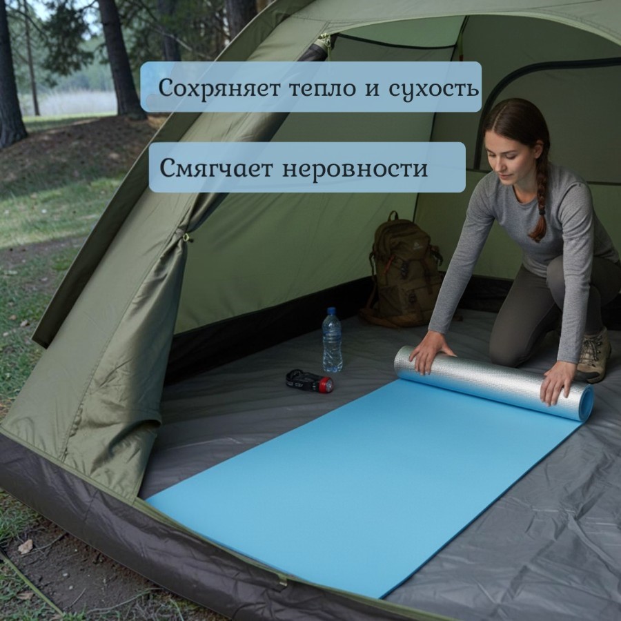 Коврик туристический MAT2601  180*50*0,5см 15шт-кор (ШК голубого) ( без скидки   )