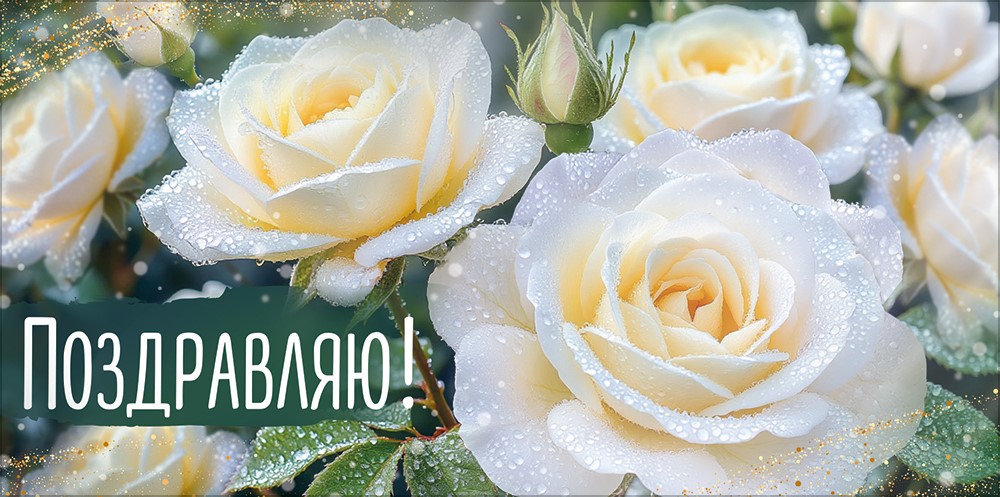 Конверт для денег 425 Поздравляю! (белые розы) 30001796